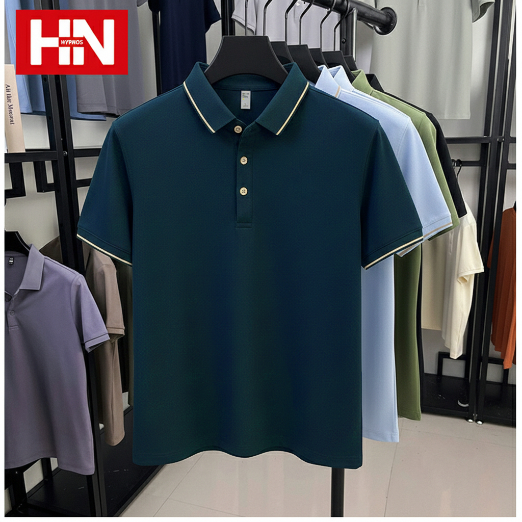 HYPNOS 2321-NOLOGO เสื้อโปโลผู้ชายผู้หญิง รุ่นใหม่ปี 2025 ทรงหลวม ระบายอากาศดี สไตล์ธุรกิจลำลอง ไม่ต้องรีด