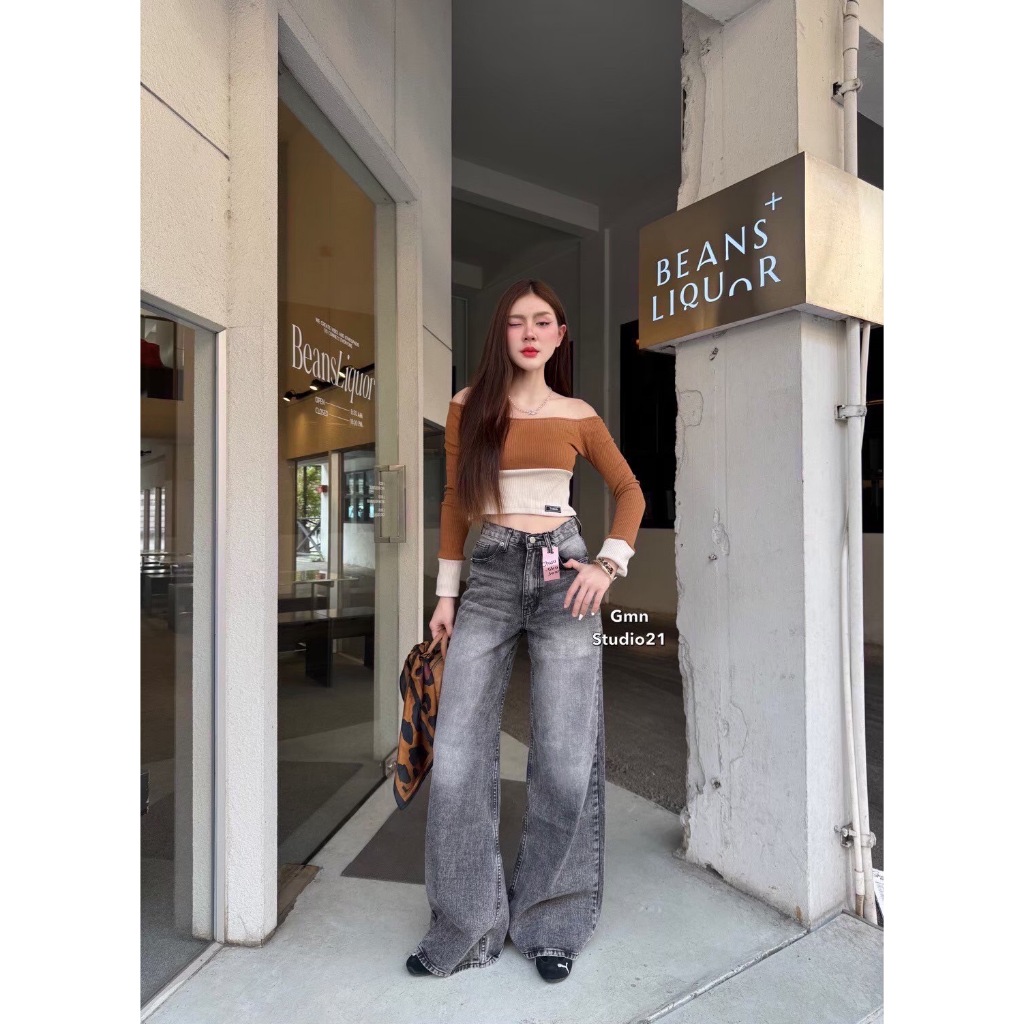 Acasey กางเกงยีนส์ผู้หญิง ขายาว Baggy Jeans ขากระบอก ผ้านุ่มพรีเมียม 4 สี S-XL - รูปที่ 7