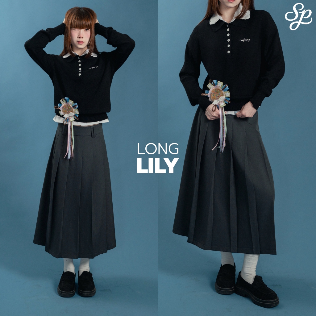 LongLily_SP111 กระโปรงพีทยาว 29 นิ้ว ผ้าญี่ปุ่นพรีเมียม ซิปซ่อน ใส่สวยคลุมเข่าแมทช์ง่าย