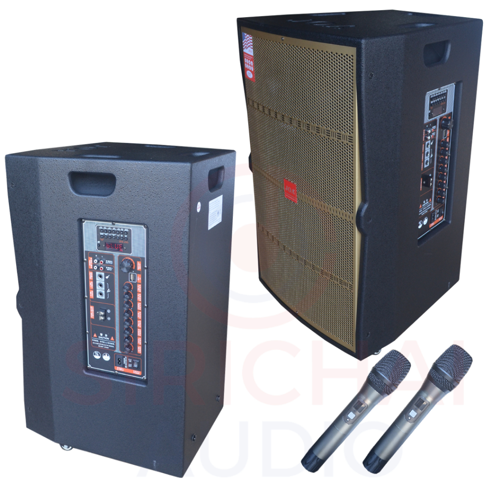 ลำโพงล้อลาก15นิ้ว ไม้แท้ JOA USA รุ่น A15 ไมค์ลอยคู่ USA