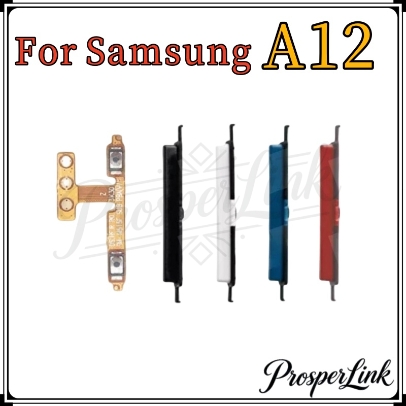 สําหรับ Samsung Galaxy A12 A125 ปุ่มด้านข้างปริมาณพลังงาน Flex Cable Keys ปุ่มปิดระดับเสียงขึ้นและลงปุ่มด้านข้างอะไหล่ทด