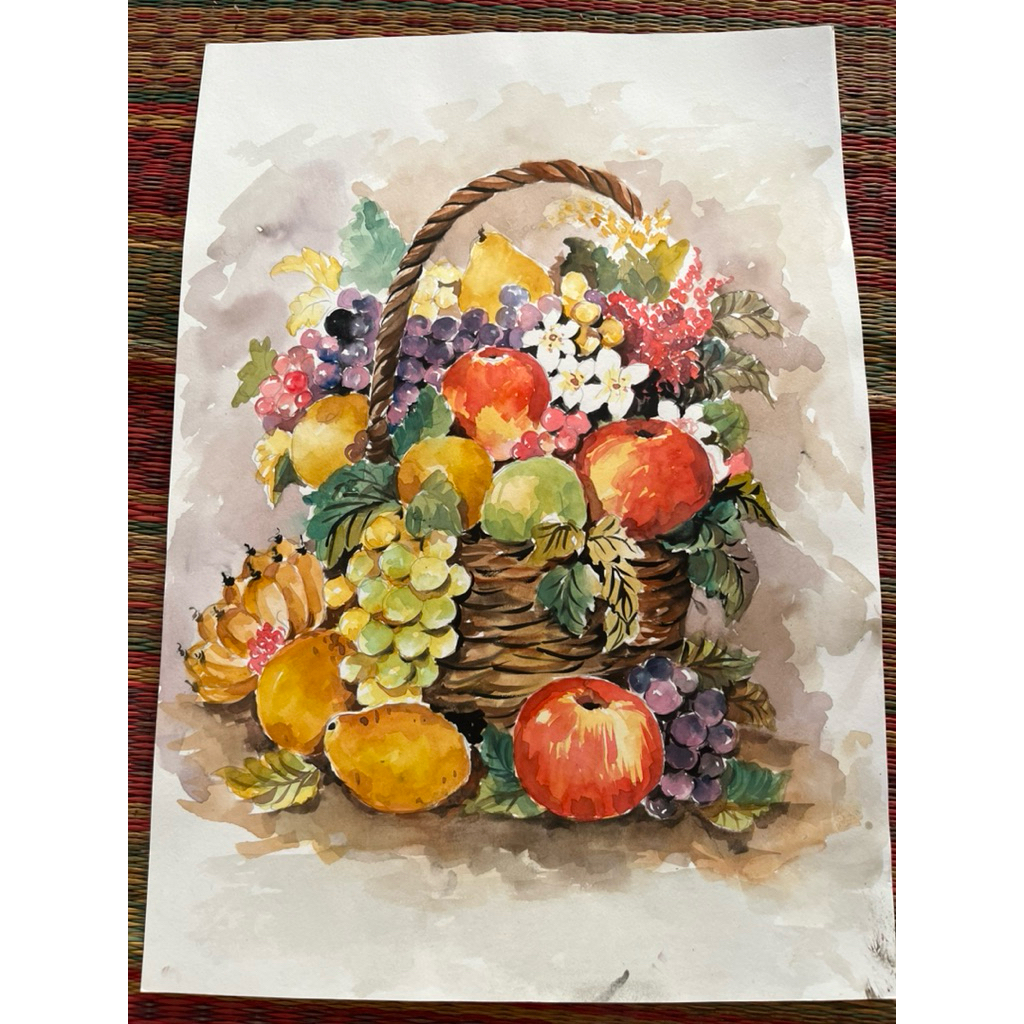 ภาพวาดผลไม้ ภาพสีน้ำขนาดA3/29.7x42cm นำไปใส่กรอบ ตกแต่งให้สวยงาม นำไปตกแต่งบ้านเสริมมงคลโชคลาภ