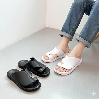 NUFESHOES-07 รองเท้าแตะผู้ชายสไตล์วินเทจผู้ชาย พื้นนุ่ม ใส่เทห์ วัสดุPVC