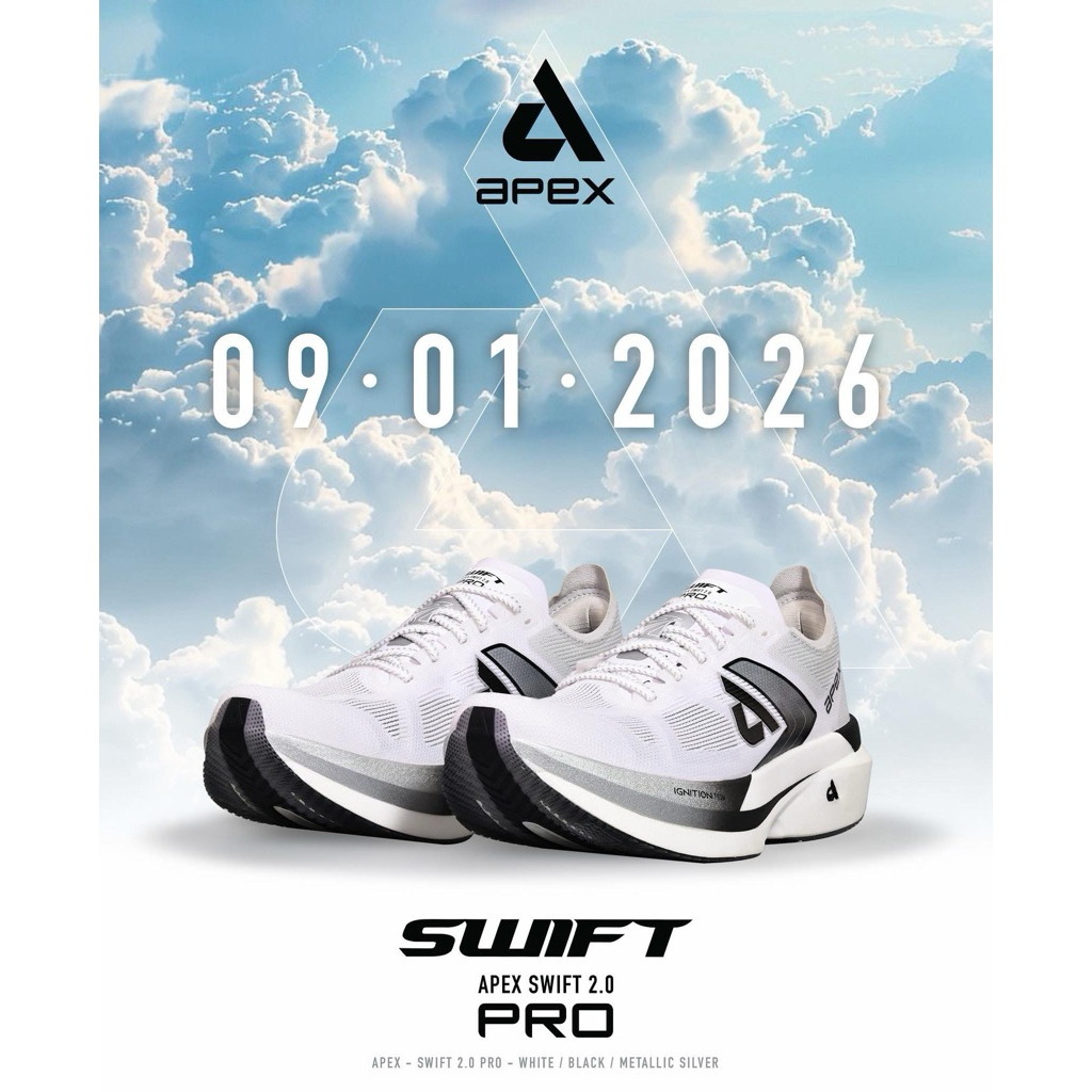 รองเท้าวิ่ง Apex SWIFT 2.0 PRO White/ Black รองเท้า Running by Srichaigroup