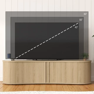 Tomato Home ชั้นทีวี Flutoria oval TV cabinet กว้าง W150ซม| วางทีวีใหญ่สุด65นิ้ว ชั้นทีวีโค้ง สวยงาม