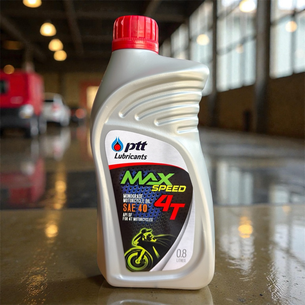 ปตท. PTT น้ำมันเครื่องมอเตอร์ไซค์ MAX SPEED 4T sae 40 บรรจุ 0.8 ลิตร 📌 กดตัวเลือกจำนวน