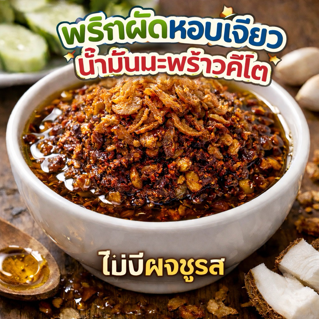 พริกผัดหอมเจียวน้ำมันมะพร้าวคีโตไม่มีผงชูรสราคา69บาทน้ำหนักสุทธิ130กรัม - รูปที่ 6