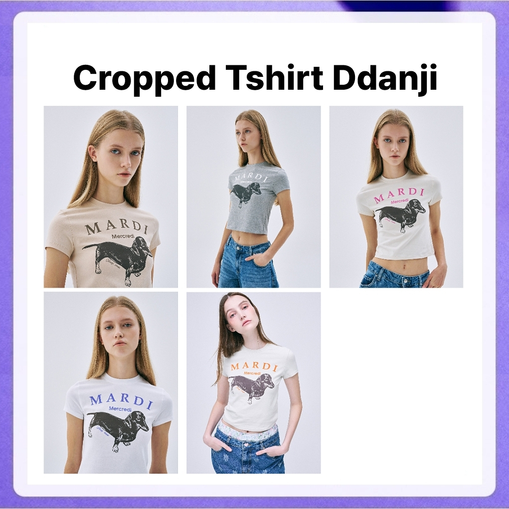 Mardi Mercredi Cropped Tshirt Ddanji (Lightbeige, Beige Taupe, Cream Pink, Grey White, White Purple)