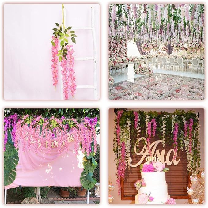 110เซนติเมตรวิสทีเรียดอกไม้ประดิษฐ์เถาผู้ชายตกแต่งสวนกลางแจ้งตกแต่งช่อตกแต่งงานแต่งงาน - รูปที่ 6