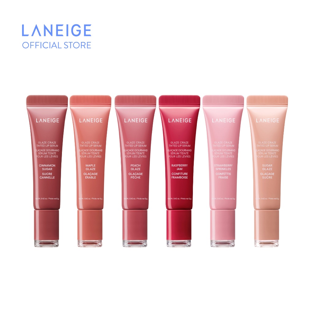 [3 (2ทุ่ม) - 4 Apr ซื้อ 2 ชิ้นเพื่อรับโปร 1 แถม 1] Laneige Glaze Craze Tinted Lip Serum 12g duo คละส