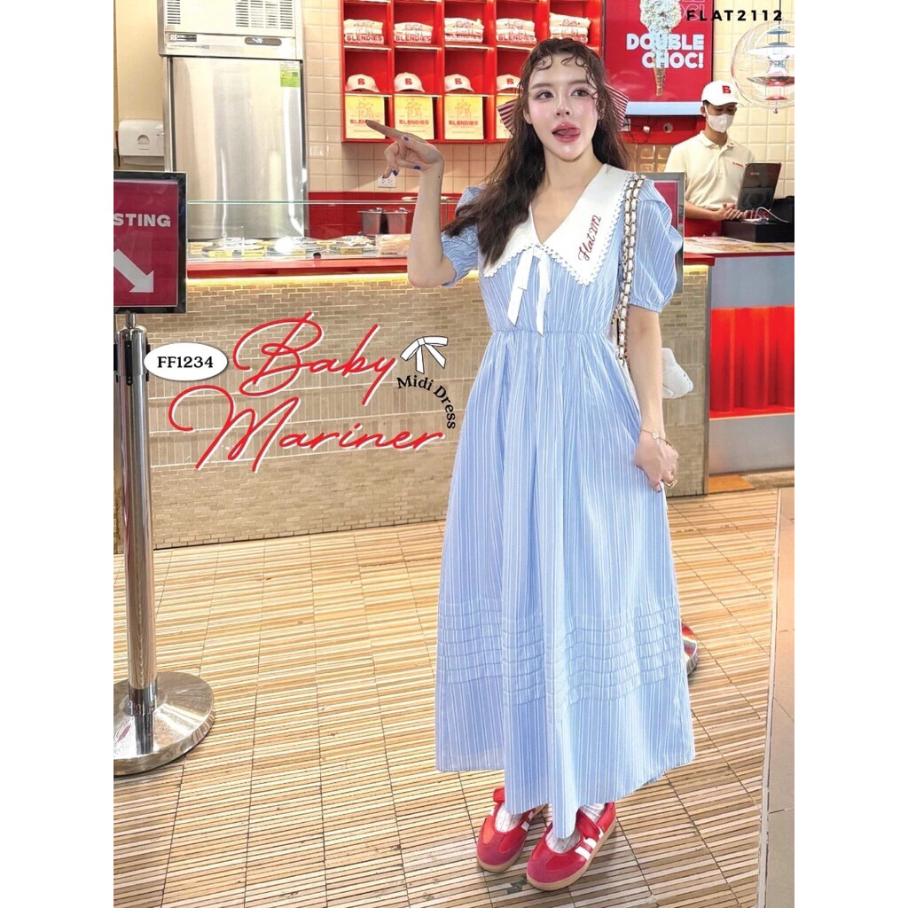 New in pack size L, XL FLAT2112 : BABY MARINER MIDI DRESS (FF1234)