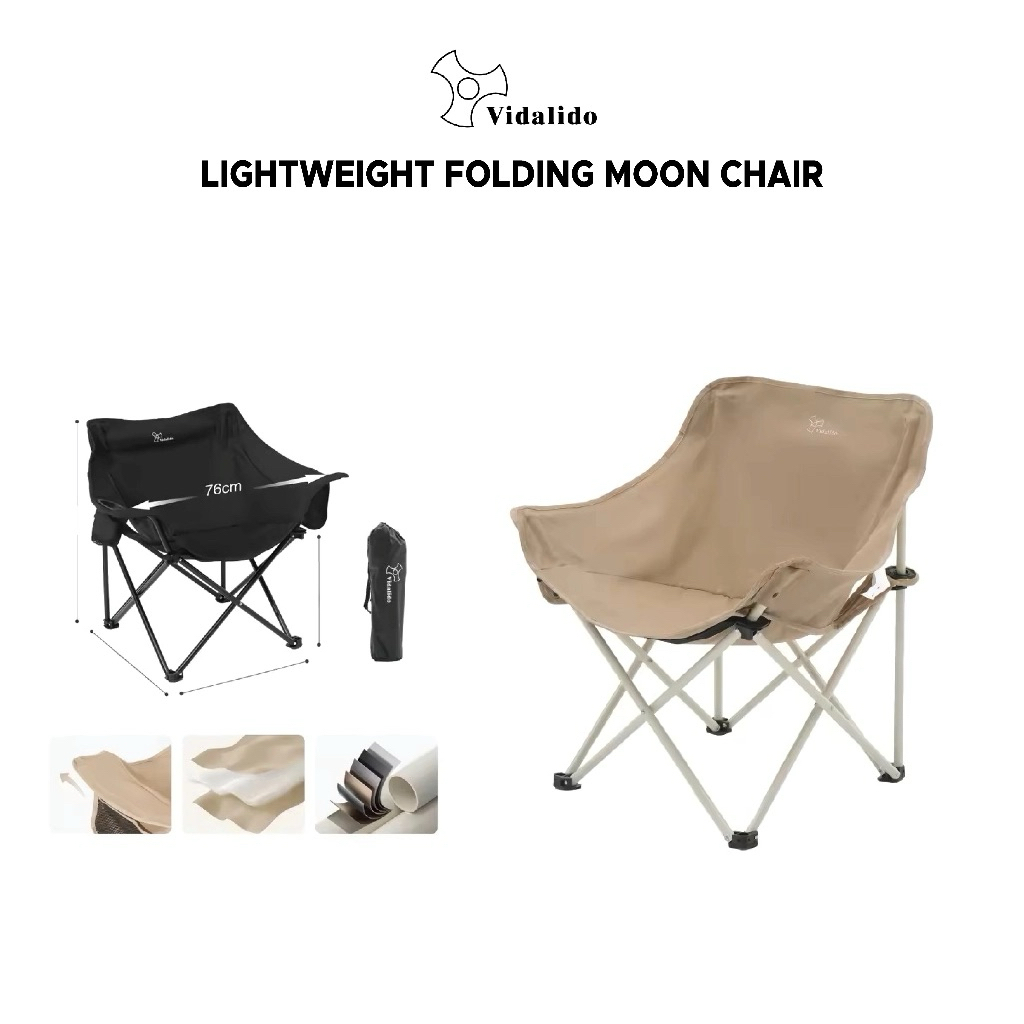 Vidalido เก้าอี้สนาม พับได้ Moon Chair ผ้า Oxford 600D น้ำหนักเบา พับเก็บง่าย พร้อมกระเป๋าเก็บ – โปรปัง