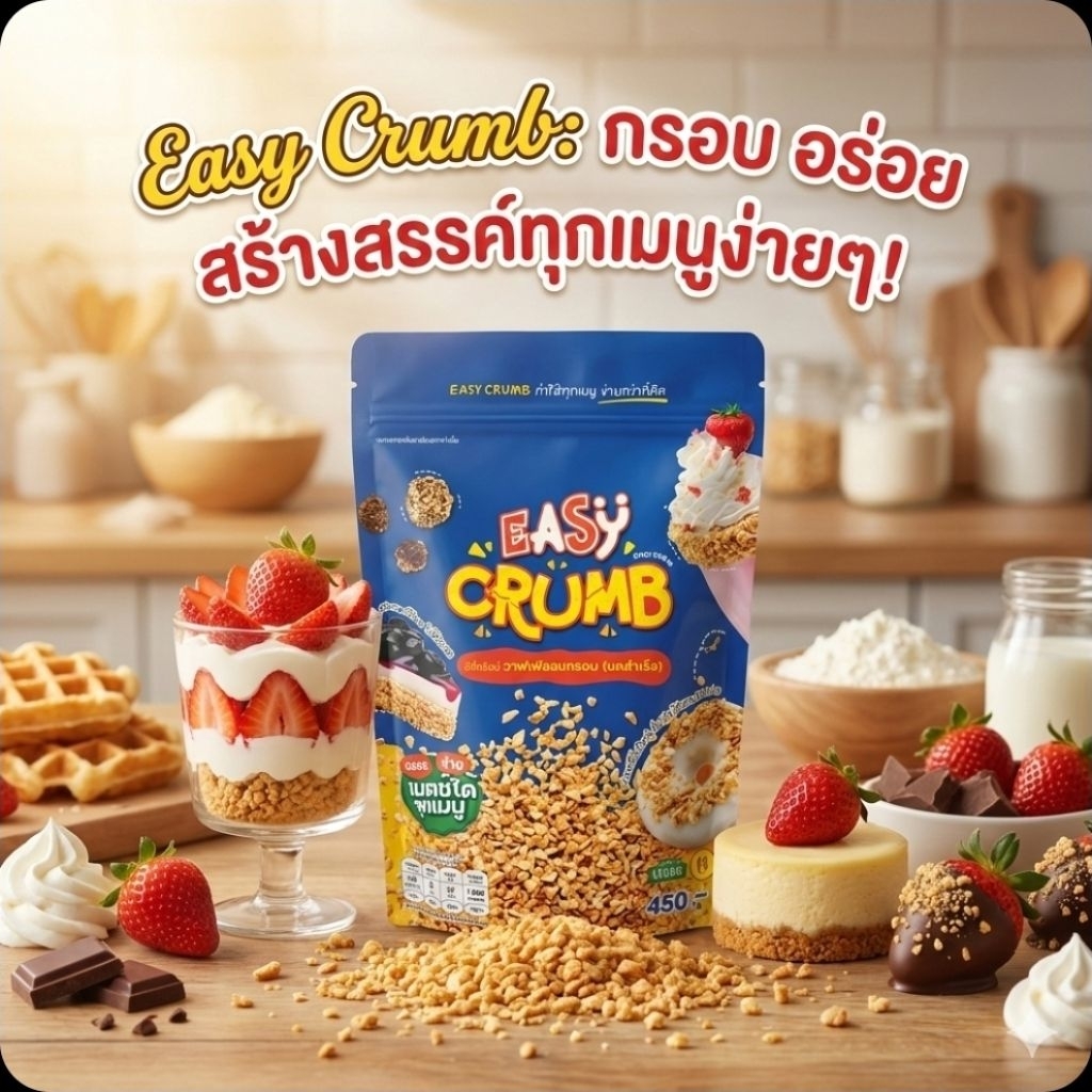 🍨EasyCrumb อีซี่ครัมบ์ วาฟเฟิลอบกรอบ ขนาด 450 กรัม.🍨