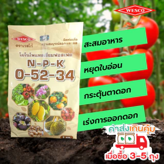 ปุ๋ยเกล็ดเวสโก้ สูตร 0-52-34 (MKP) เปิดตาดอก หยุดยอด เร่งใบแก่ สะสมอาหาร ปุ๋ยทำหวาน ทุเรียน ลำใย มัน