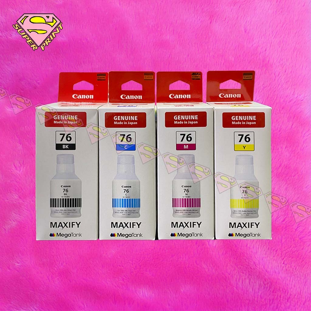CANON GI-76 ดำ/ฟ้า/แดง/ เหลือง (หมึกกันน้ำ) ใช้กับรุ่น GX3070, GX4070, GX6070, GX6570, GX7070, GX617