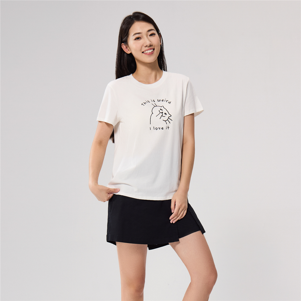 GIORDANO เสื้อยืดผู้หญิง Women's Comfort Printed Tee 05395216