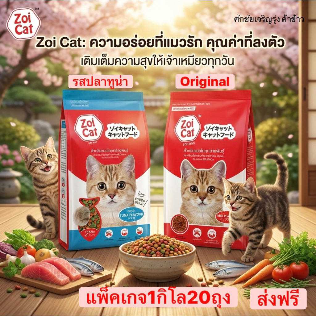 อาหารแมวซอยแคท(แพ็คเกจ1กิโล) 20-21ถุง