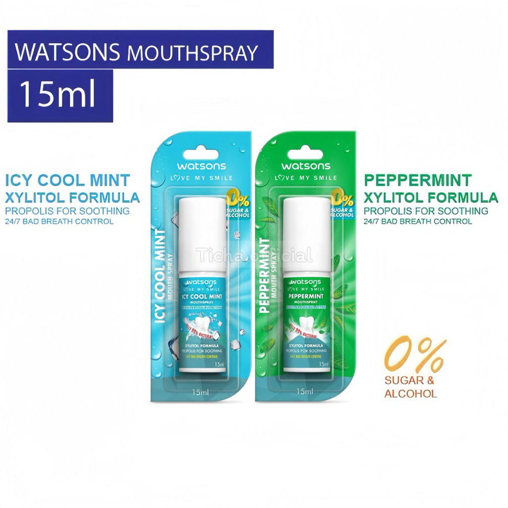 พร้อมส่ง💓| สเปรย์ระงับกลิ่นปาก Watsons วัตสัน เม้าท์ สเปรย์ 15 มล. (เปปเปอร์มิ้นท์/ไอซี่ คูล มิ้นท์)