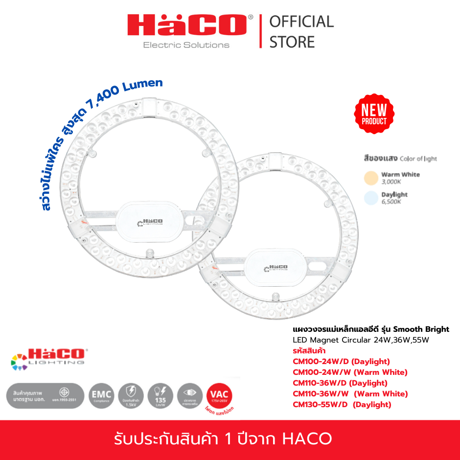 HACO แผงวงจรแม่เหล็กแอลอีดี รุ่น Smooth Bright LED Magnet Circular 24W,36W,55W – โปรปัง