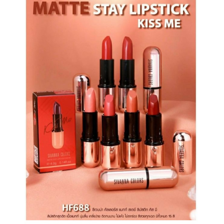 Sivanna Colors Matte Stay Lipstick Kiss Me HF688 I ซีเวนน่า คัลเลอร์ส ลิปสติก