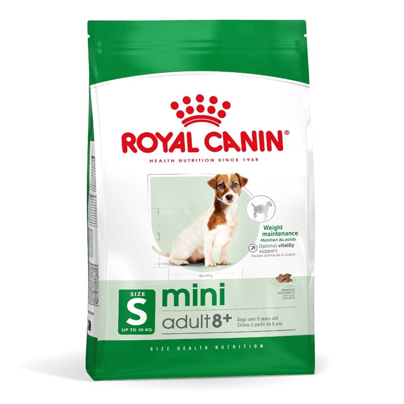 Royal Canin Mini Adult 8+ (2kg) อาหารสุนัขชนิดเม็ดสำหรับสุนัขพันธุ์เล็ก (น้ำหนักโตเต็มวัยต่ำกว่า 10kg) ที่มีอายุตั้งแต่