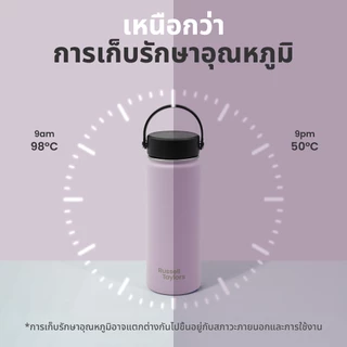Russell Taylors HYDRO Water Bottle (530ml/18oz) ขวดน้ำ ปราศจาก BPA มีฉนวนกันความร้อน ป้องกันการรั่วไหล SS304