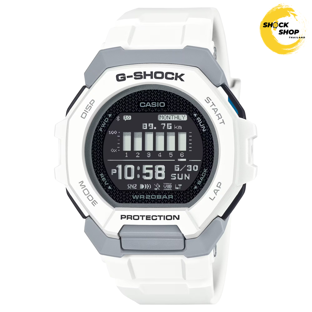 CASIO G-SHOCK นาฬิกาข้อมือ ผู้ชาย รุ่น GBD-300-7 ซีรีส์ GBD-300 G-SQUAD วัสดุเรซิ่น สีขาว จีช็อค