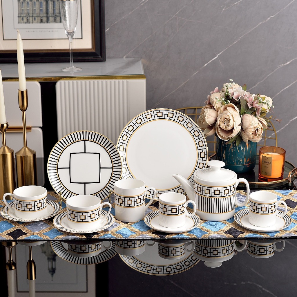 German Villaeroyboch bone china afternoon tea coffee cup plate, 8-inch+10 inch plate, mug, 1 pot, 2 