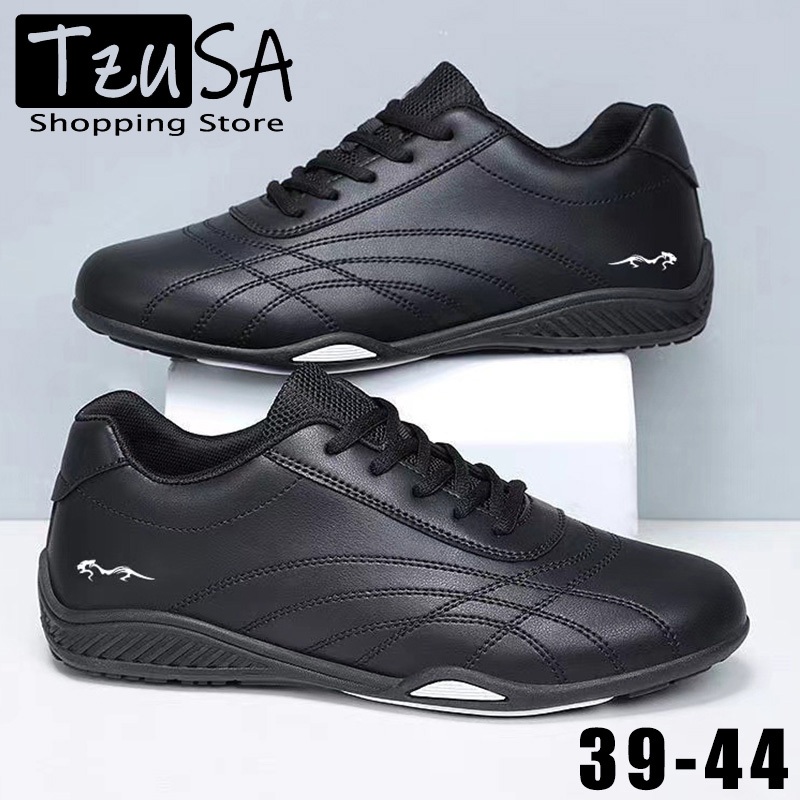 รองเท้าผ้าใบสีดำ รองเท้าวิ่งหนัง ขนาด แฟชั่นลำลอง 39-44