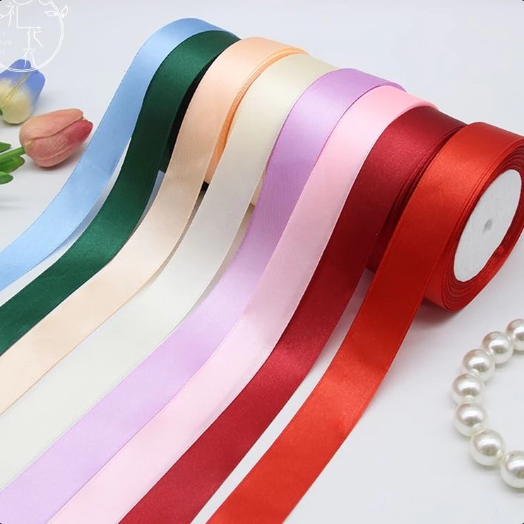 【LS】(25 หลา / ม้วน) ริบบิ้นผ้าซาตินหน้าเดียว 25 มม. 2.5CM ตกแต่งสายรัดของขวัญคริสต์มาส