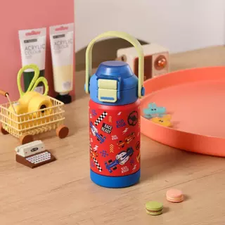 💧 EKOZOU ขวดน้ำสแตนเลส 304 รุ่น EKOKIDS 360ml ฝาสองชั้น พร้อมหลอดและหูหิ้ว