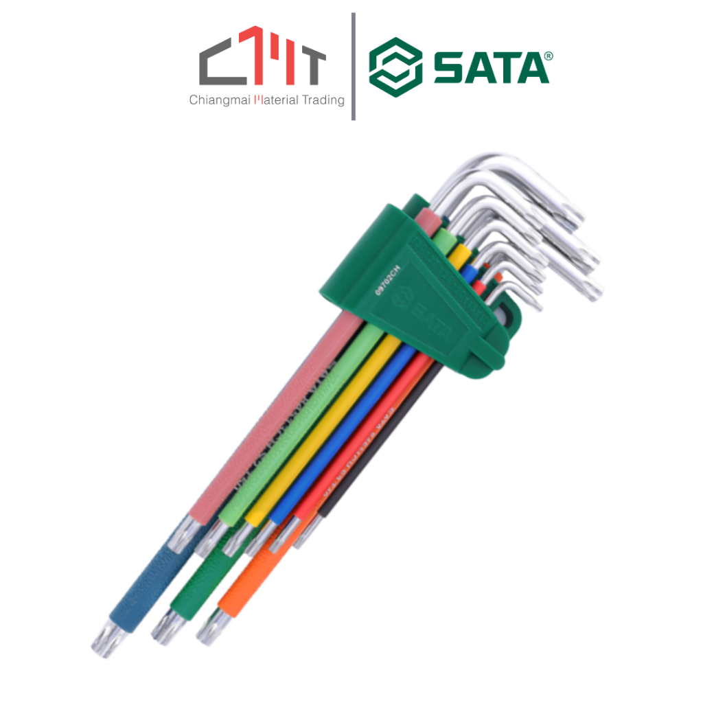 SATA ชุดประแจหกเหลี่ยมหัวทอร์คกันลื่น 9 ชิ้น No.09702CH