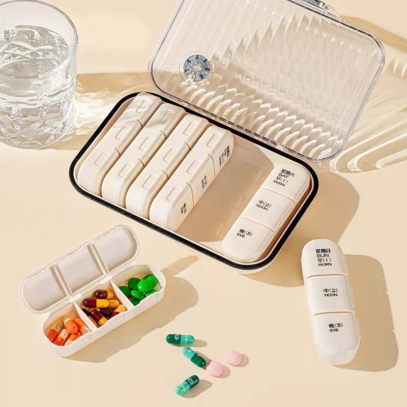 MINI กล่องยา7วัน กล่องยา 21/28 ช่อง กันน้ำกันชื้นกันแสง แบบพกพาราย สำหรับเดินทาง สำหรับบ้าน+เดินทาง