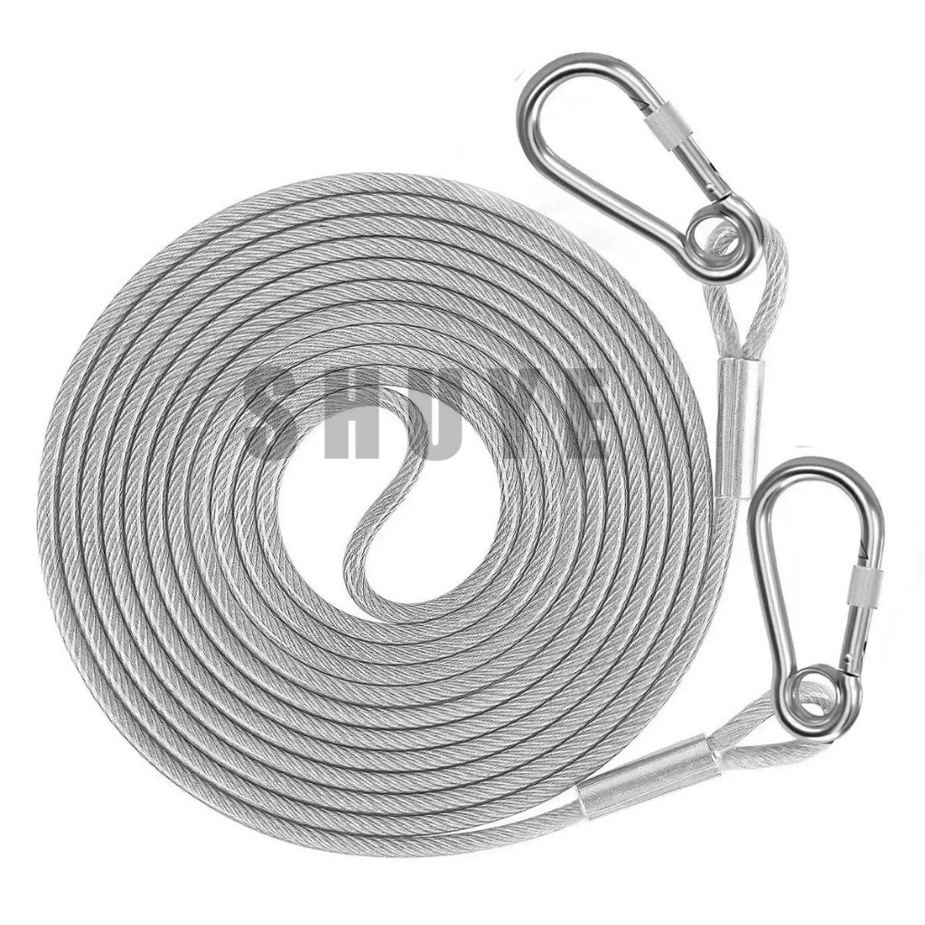 Anti Chew สายจูงสุนัขกัดโลหะเชือก Heavy Duty Training Lead 3M 5M Silver