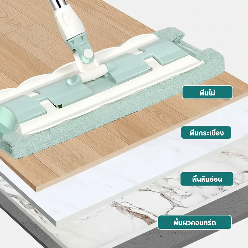 HOMESTIC ชุดไม้ถูพื้นไมโครไฟเบอร์ หมุนได้360องศา ดูดซับน้ำดีเยี่ยม พร้อมผ้าถูพื้น เปลี่ยนผ้าได้ - รูปที่ 6