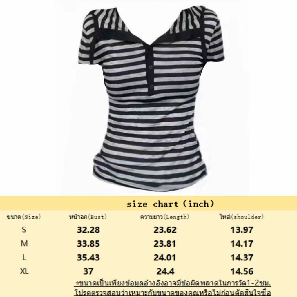 ส่งไวจากไทย 2สี  เสื้อยืดผู้หญิง ลายทาง มีฮู้ด ลำลอง สไตล์ย้อนยุคแบบอเมริกัน🎀YOUMI - รูปที่ 7