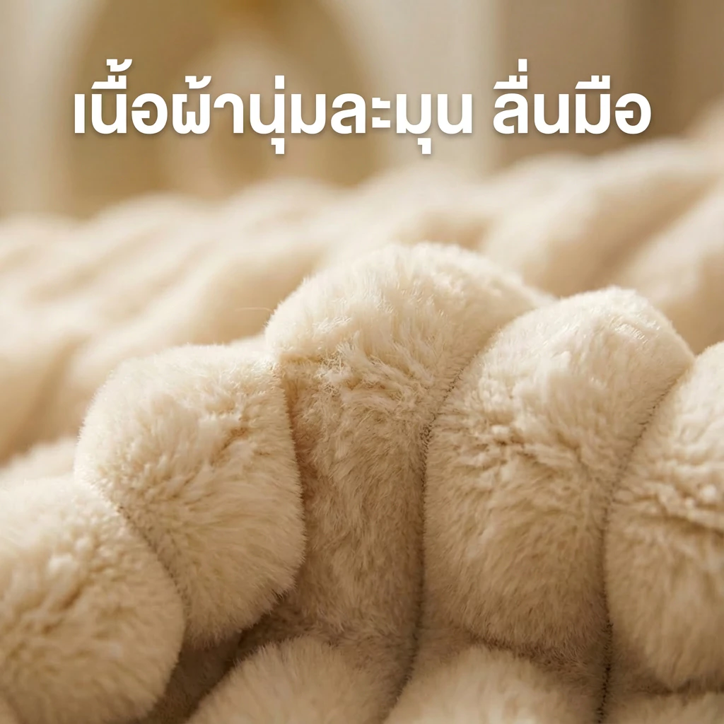 ผ้าห่มขนกระต่าย สีทึบ 5ฟุต/6ฟุต/6.5ฟุต thumbnail 9