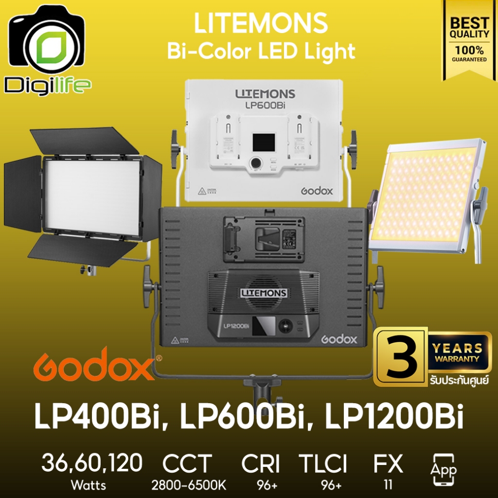 Godox LED LP400Bi, LP600Bi, LP1200Bi - Litemons Panel LED, Bi-Color 2800-6500K / Digilife Thailand