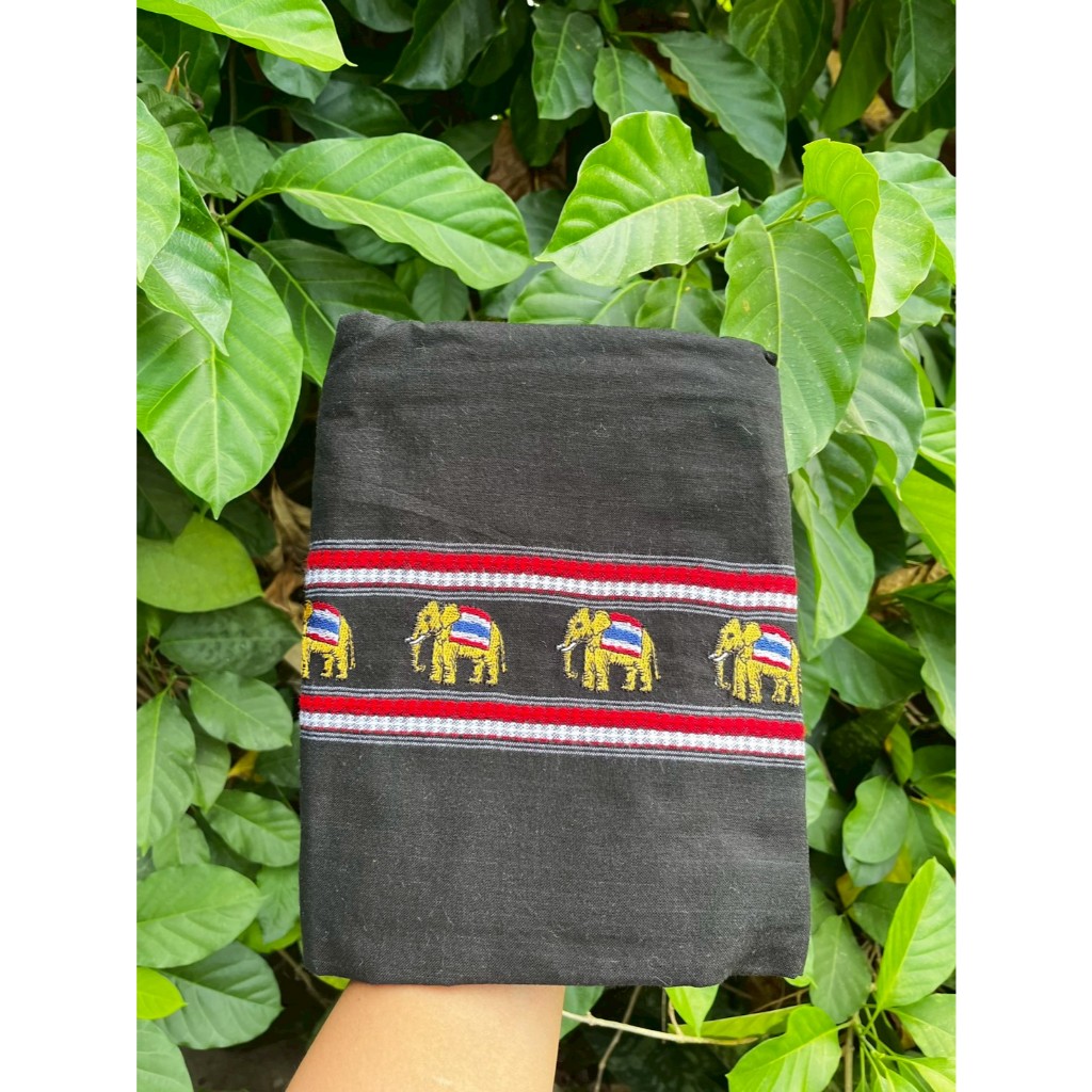 ผ้าขาวม้าวัวลานปักลายช้างธงชาติ แบบใหม่ ไม่ซ้ำใคร ขนาด 85x200 ซม. - รูปที่ 4