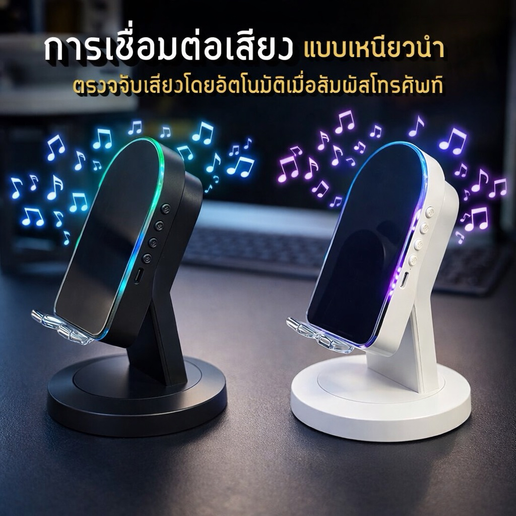 ลำโพงเหนียวนำไร้สาย (3 in 1) รุ่น ZJ-029 Wireless induction ขาตังมัลติ ฟังก์ชัน + ลำโพงเซ็นเซอร์ บลู