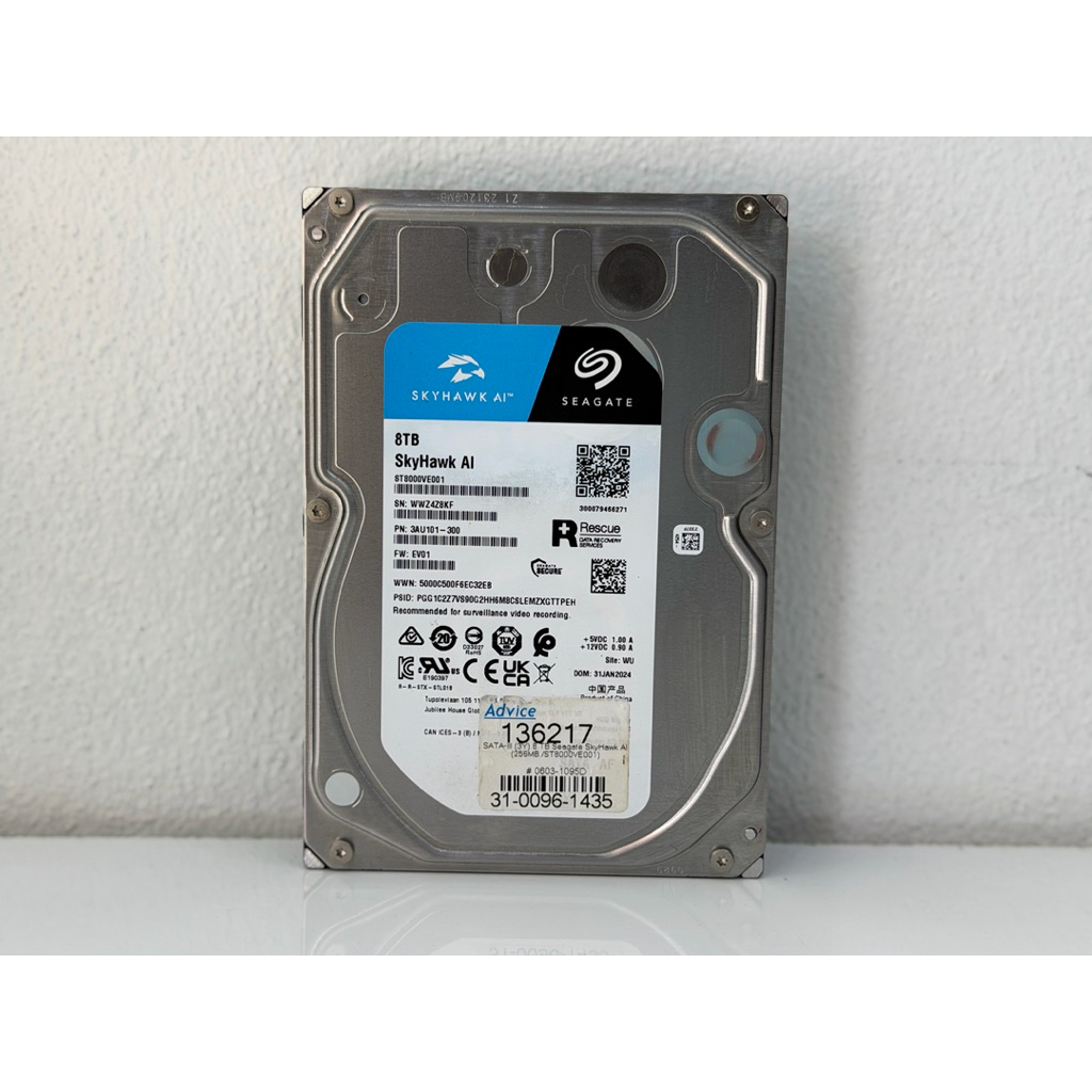 hdd pc 8tb 8 tb Seagate SkyHawk AI (256MB./ST8000VE001) ประกัน 3 ปีกว่า หมด 03/2572