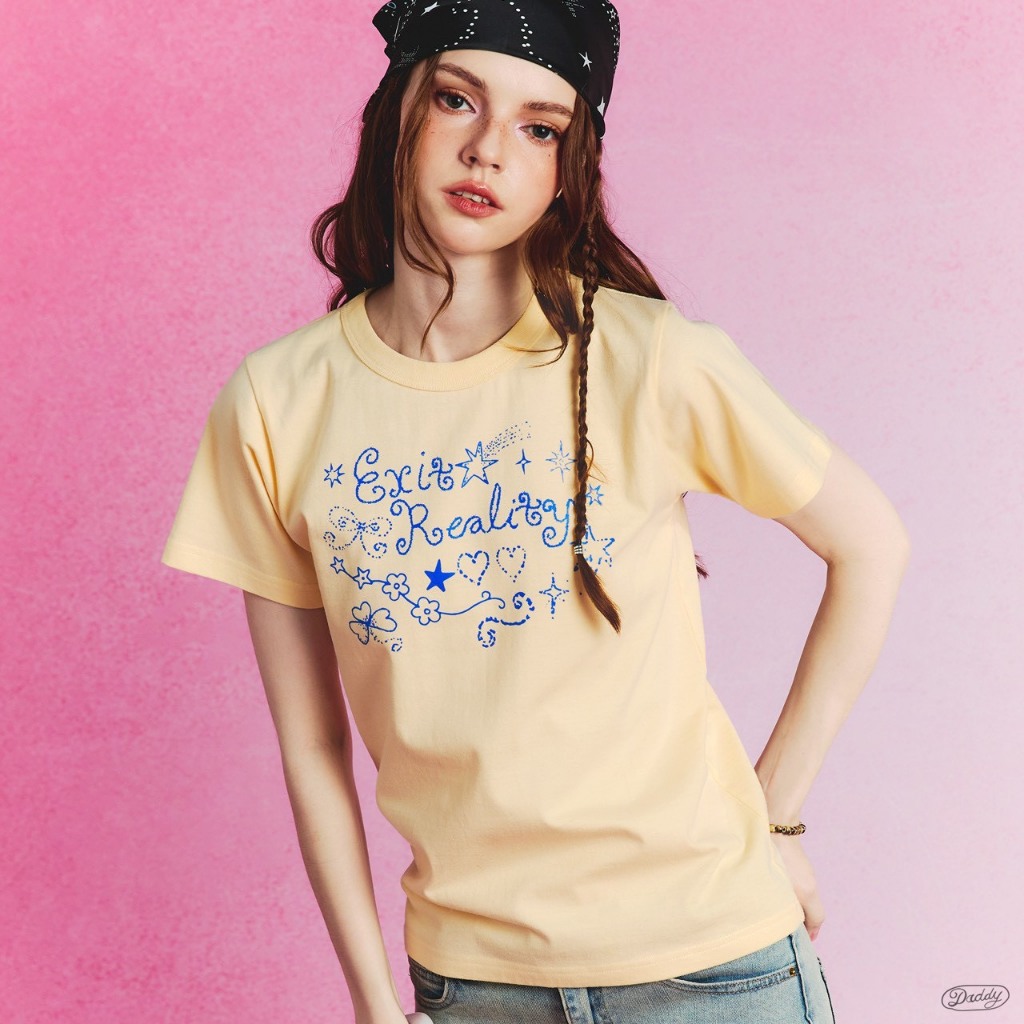 DADDY(SWC) | Exit Reality T-shirt เสื้อยืด สีเหลืองอ่อน สุดน่ารัก
