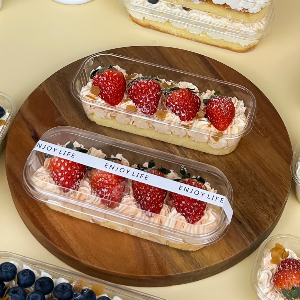 กล่องใส่ขนมเค้ก กล่องสี่เหลี่ยมผืนผ้า กล่องใสบรรจุภัณฑ์เบเกอรี่และขนมต่างๆ มูสเค้ก ขนมอบ