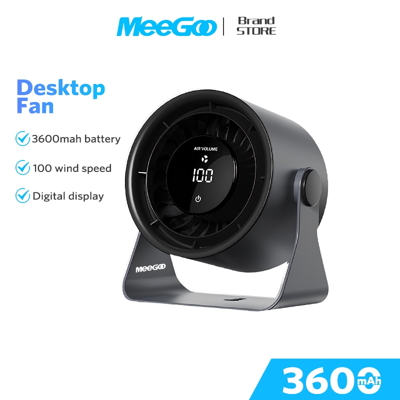MEEGOO พัดลมตั้งพื้นแบตั้งโต๊ะ/ติดผนัง ลมแรง สัมผัสหน้าจอได้ ลมแรง100ระดับ เสียงเงียบ 30dB ใช้ได้นาน