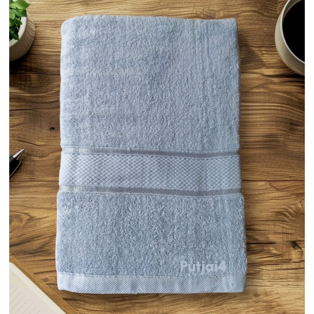 ผ้าขนหนูเช็ดตัว​cottonแท้ รุ่นจัมโบ้สีโทนพื้น​ พรีเมี่ยมทอเส้นด้าย​คู่​ หนานุ่ม ซับน้ำดี ขนาด 90*150CM - รูปที่ 3