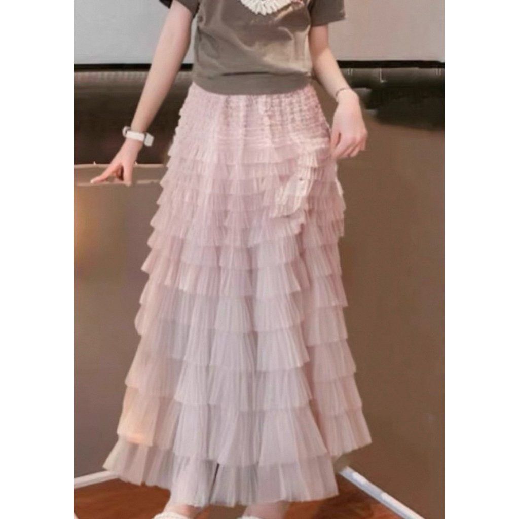 New กระโปรง ต่อชั้น ทรงยาว มีซับใน ทรงสวยมาก