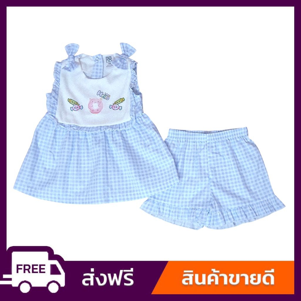 โล๊ะสต๊อก⚡️ชุดเด็กผู้หญิง Bno ขนาด 9-12 เดือน ผ้าคอตตอน