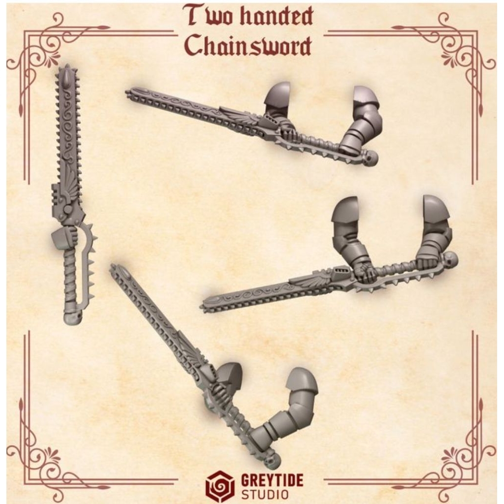 greytide two handed chainsword for miniature
