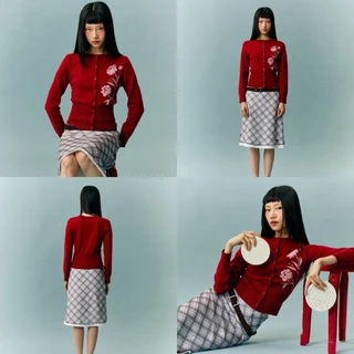 CHUUCHOP - (S-L) Meimei Cardigan คาดิแกนแขนยาวลายดอกไม้ (C8486)