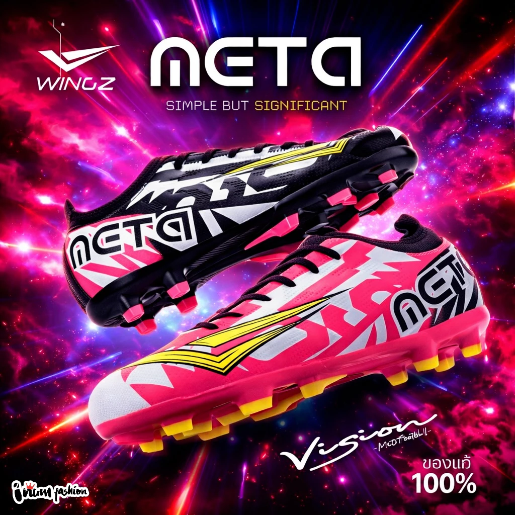 NFshoes WINGZ รุ่น META VORTEX / Crazy] รองเท้าสตั๊ดฟุตบอล ดีไซน์สุดจี๊ด น้ำหนักเบา คล่องตัว SIZE : 36 - 45